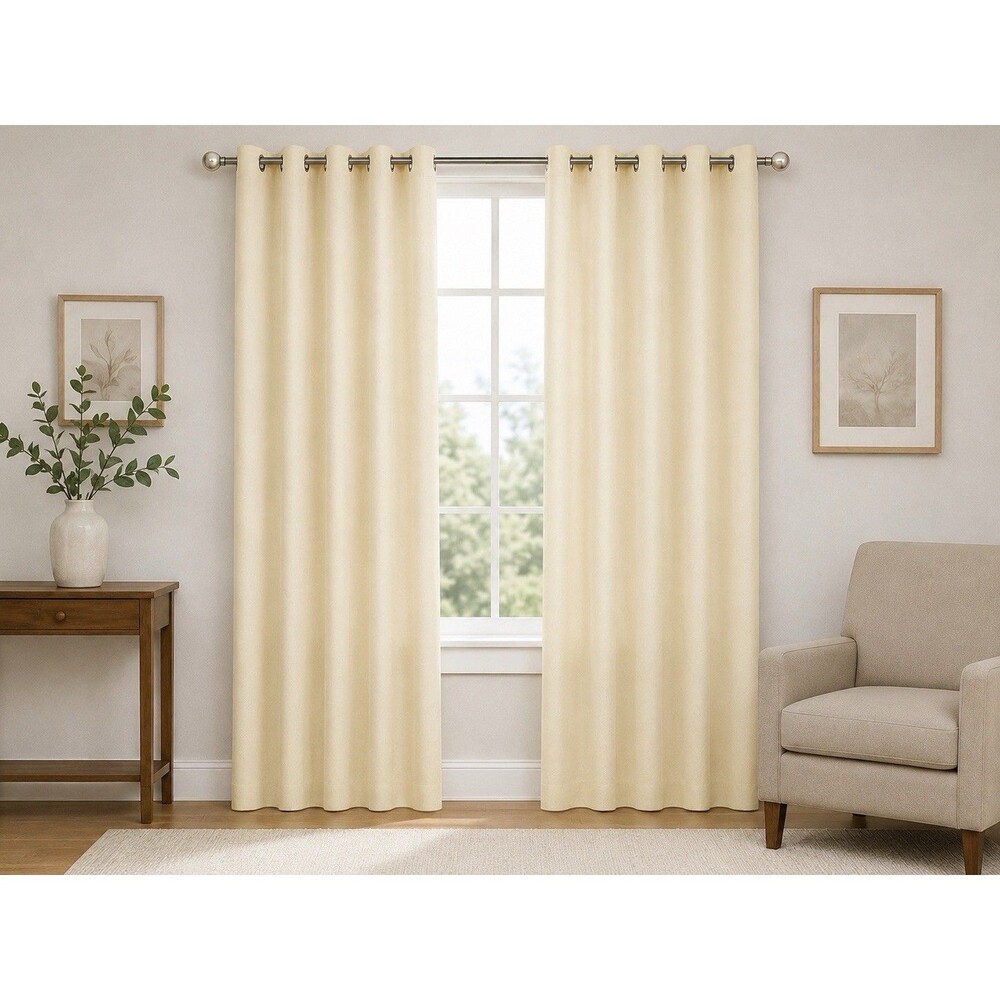 160 West Living Set of 2 Beige Window Curtain Panels 37x84 Grommet Top New